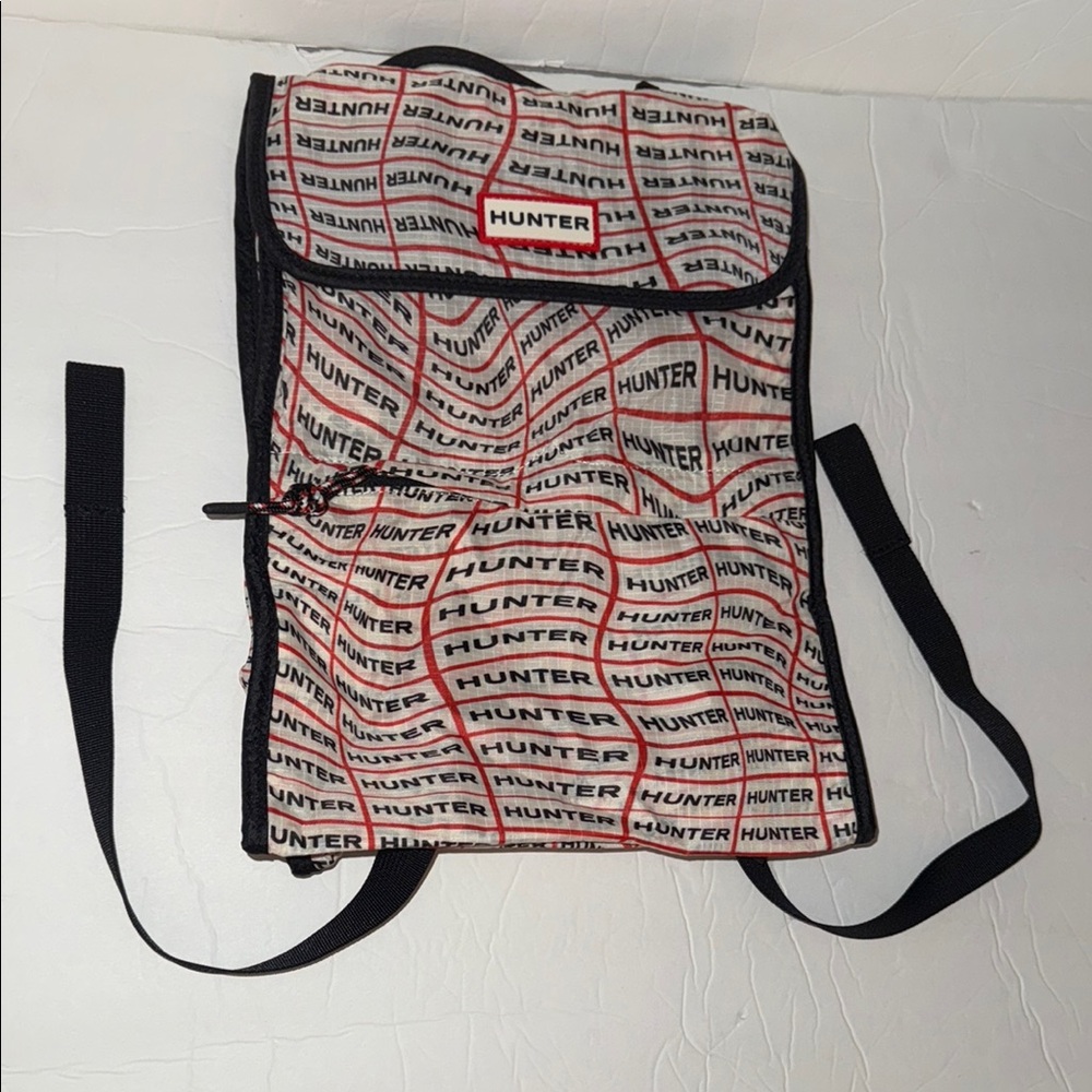 Hunter Original Packable Black White Red Logo Backpack